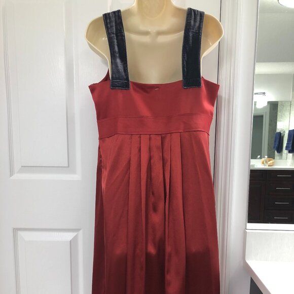 SIMPLY VERA VERA WANG NWT Rust Red Satin Velvet Cocktail Jeweled DRESS Size 12 - Picture 7 of 10